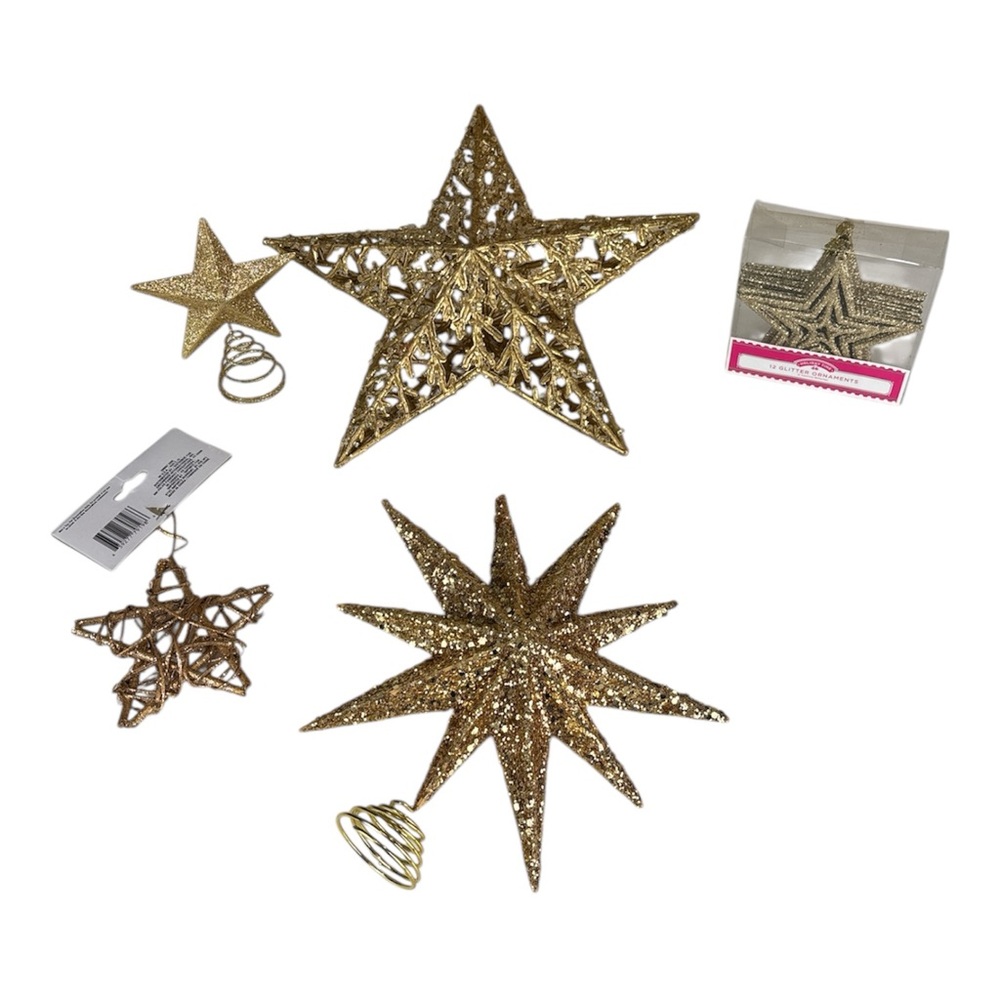 North Star Glitter Christmas Ornaments and tree toppers